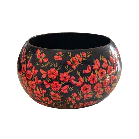 Vintage Hand Painted Wood Bangle Bracelet - Picture 4 of 6